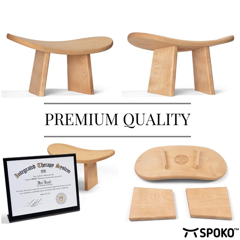 SPOKO Meditation Bench Chair, Travel Version, The Original Posture Certified Wood Kneeling Stool, Best Ergonomic Wooden Chair, Perfect Seat for Yoga, Prayer, Seiza - Image 2